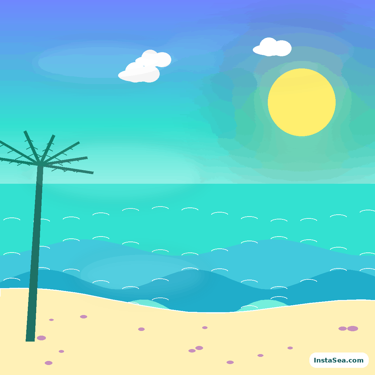 Electric tropical lagoon illustration