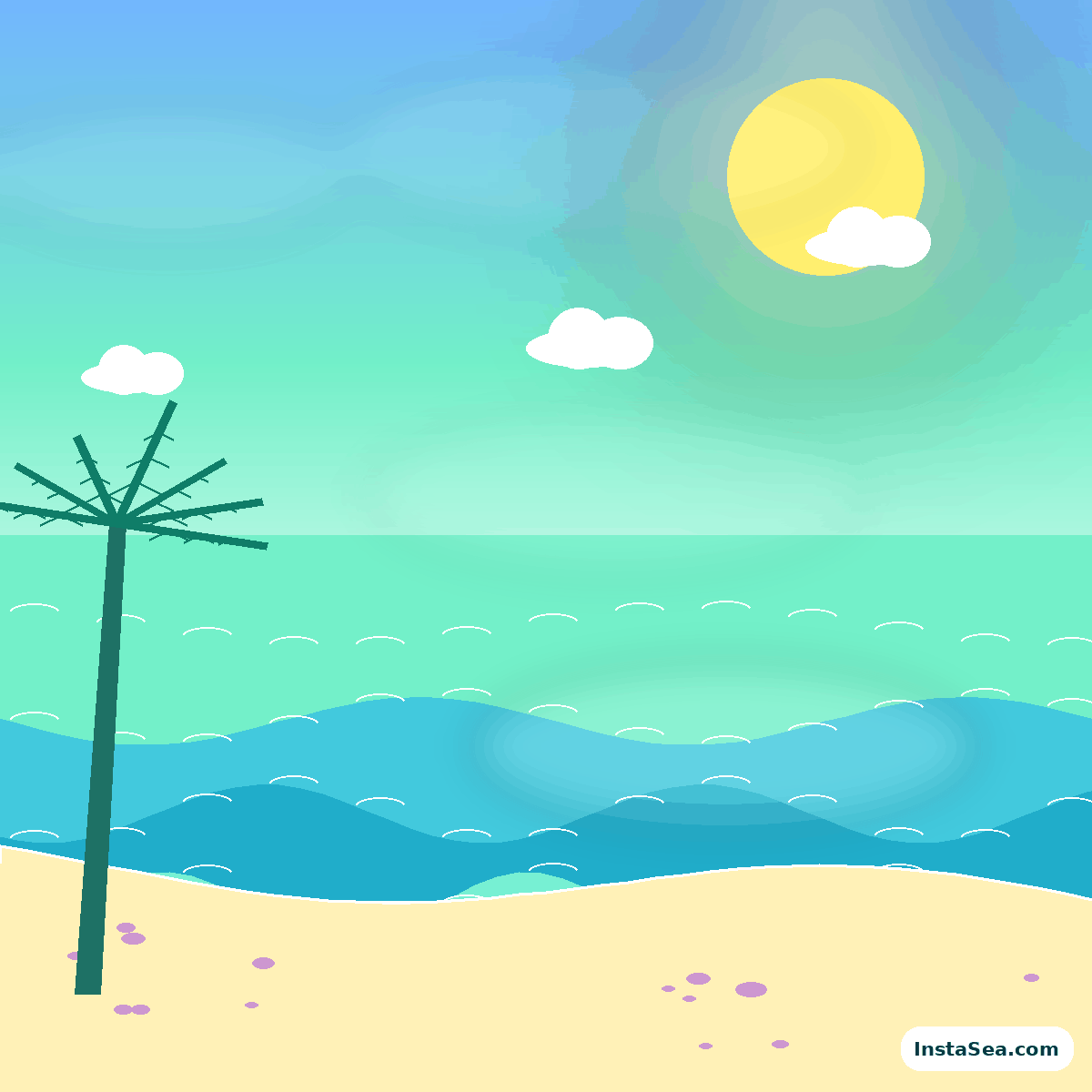 Mint and aqua original InstaSea beach artwork