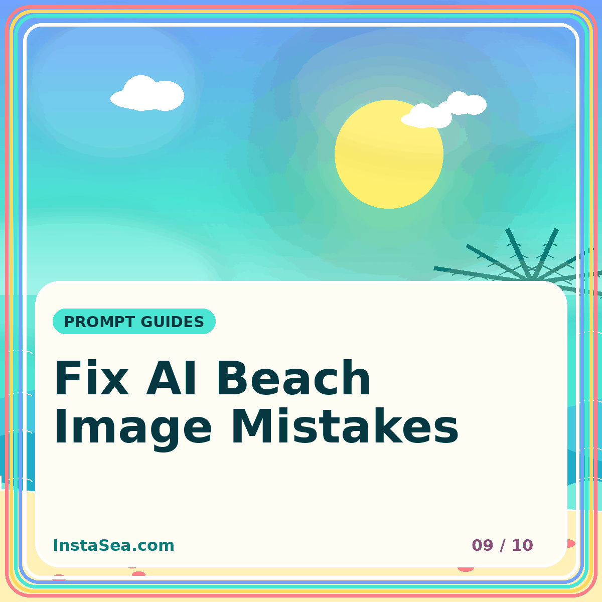 Colorful typography artwork for Fix AI Beach Image Mistakes